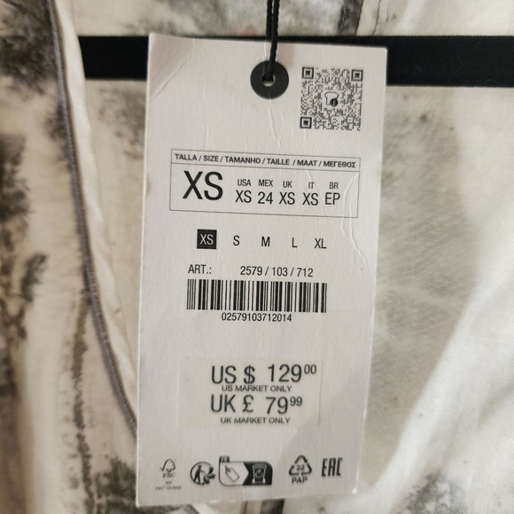 Women's ZARA White Gray Long Sleeve Cardigan And Tank Dress XS 2 Piece Set. - Picture 6 of 9